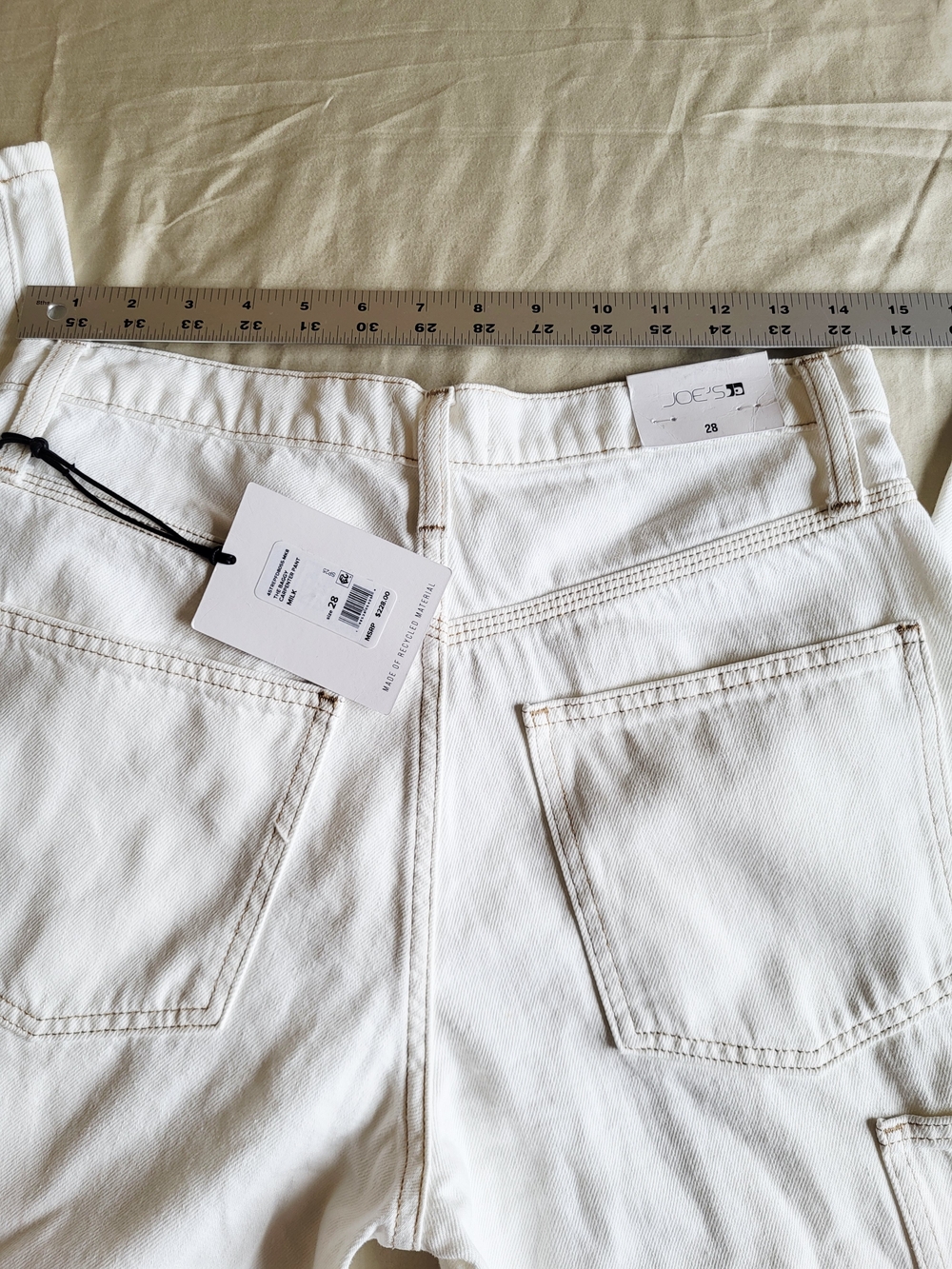 NWT Joe's Jeans The Baggy Carpenter Pant Sz 28 Milk Off White Wide Straight $228 - Picture 7 of 12